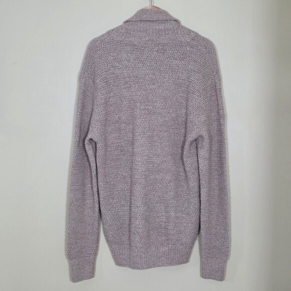 Zara Cardigan Men L Beige Marled Textured LS Shawl Collar Button Preppy Academia - Picture 13 of 14